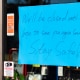 Hand written closed for business sign as Kapitus discusses relief from SBA.