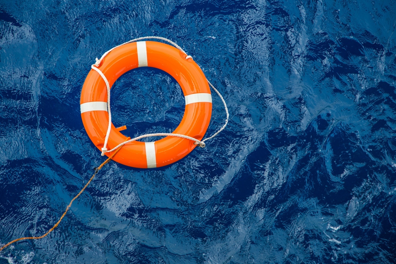 Safety equipment, Life buoy or rescue buoy floating on sea to rescue ...